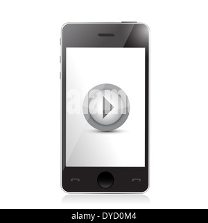 Mediaplayer auf einem Smartphone. Illustration Design über einen weißen Hintergrund Stockfoto