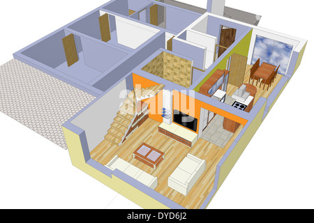 3D Animation eines Hauses entwerfend Stockfoto