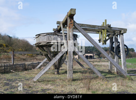 Laune Gin mine Wickeltrommel Beamish Museum North East England Großbritannien Stockfoto