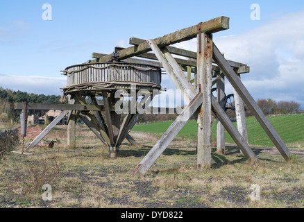 Laune Gin mine Wickeltrommel Beamish Museum North East England Großbritannien Stockfoto