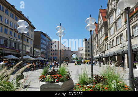 Fußgängerzone, Karlstor Tor, Ende der Neuhauser Straße, München, Upper Bavaria, Bavaria, Germany Stockfoto