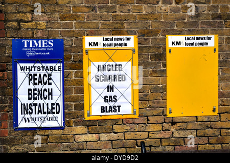 Whitstable, Kent, England, UK. Lokale Schlagzeilen (April 2014) Stockfoto