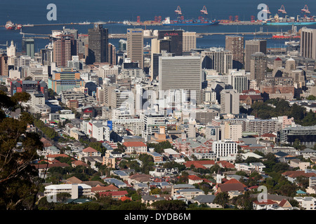 Cape Town Central Business District Skyline gesehen vom Lions Head, Western Cape, Südafrika Stockfoto