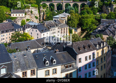 Über die Grund-Viertel von Luxemburg-Stadt anzeigen Stockfoto