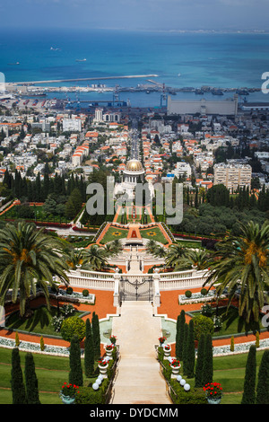 Blick über die Bahai-Gärten, Haifa, Israel. Stockfoto