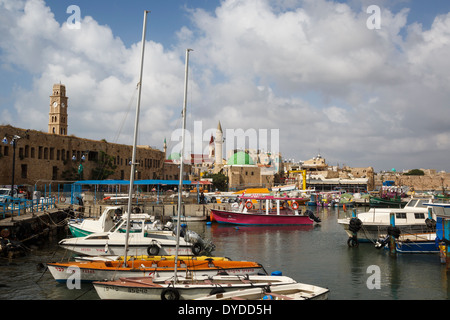 Der Hafen in der Altstadt von Akko (Acre), Israel. Stockfoto