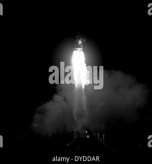 Der Atlas ICBM-Start ist ein bedeutendes Ereignis in der Geschichte der Entwicklung interkontinentaler ballistischer Raketen. Als erstes operatives ICBM der Vereinigten Staaten spielte es eine zentrale Rolle in der nuklearen Abschreckungsstrategie des Kalten Krieges. Stockfoto