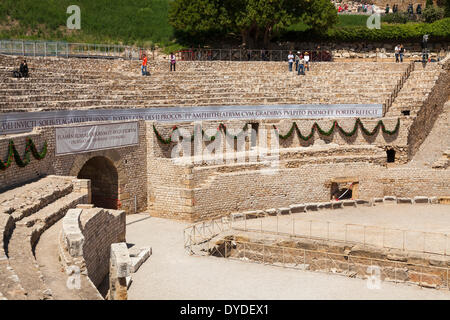 Das römische Amphitheater in Tarragona in Spanien. Stockfoto