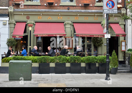 Bam Bou orientalisches Restaurant in Percy Street. Stockfoto