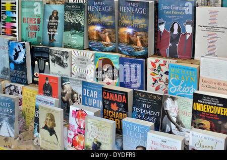 Farbige Anzeige der Taschenbücher in einem Buchladen-Fenster. Stockfoto