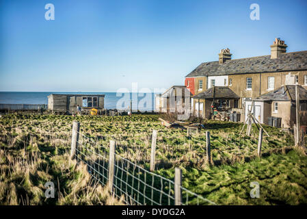 Gehäuse bei Birling Gap in den Severn Schwestern Country Park. Stockfoto