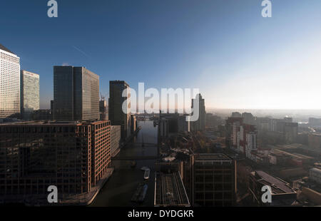 Sonnenaufgang über Canary Wharf. Stockfoto