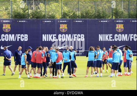 Barcelona, Spanien. 15. April 2014. BARCELONA / Spanien April -15. FC Barcelona Training und Pressekonferenz vor dem Finale der Copa del Rey, die in der Ciudad Deportiva Joan Gamper des FC Barcelona stattfand, '' am 5. April 2014 Foto: Joan Valls/Urbanandsport Nurphoto © Joan Valls/NurPhoto/ZUMAPRESS.com/Alamy Live News Stockfoto