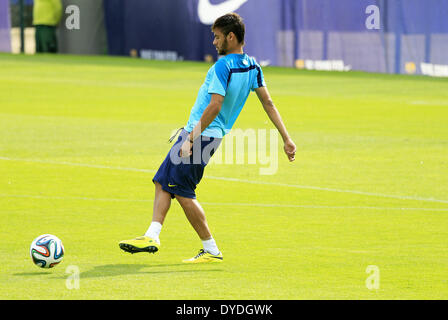 Barcelona, Spanien. 15. April 2014. BARCELONA / Spanien April -15. Neymar Jr. in der FC Barcelona Training und Pressekonferenz vor dem Finale der Copa del Rey, die in der Ciudad Deportiva Joan Gamper des FC Barcelona stattfand, '' am 5. April 2014 Foto: Joan Valls/Urbanandsport Nurphoto © Joan Valls/NurPhoto/ZUMAPRESS.com/Alamy Live News Stockfoto