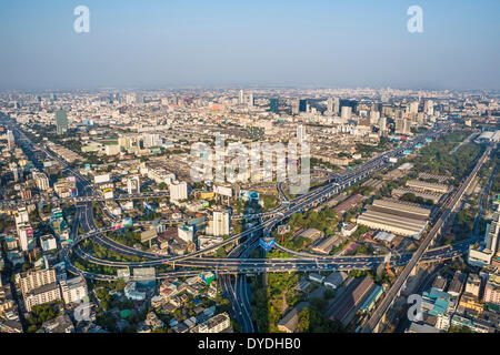 Bangkok, Asien, Mittel-, crossing, hoch, Straßen, Verkehr, Transport, Skyline, Stadt, Ratchaprarop, Thailand Stockfoto