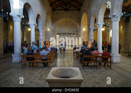 Kirche der Multiplikation in Tabgha am See Genezareth in Israel. Stockfoto