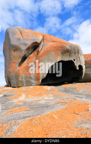 Remarkable Rocks auf Kangaroo Island, South Australia, sind beeindruckende Skulpturen aus schwarzem Glimmer, bläulichen Quarz und rosa Feldspat Stockfoto