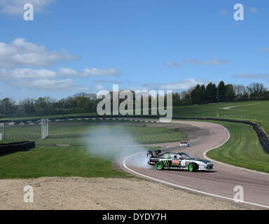 Lydden Hill, Kent, UK. 15. April 2014. Szenen aus The FIA World Rallycross Medien Tag Vorschau Mai der zweiten Runde am 24. und 25., 2014 Nissan "Driften" mit Bagsy. Bildnachweis: Motofoto/Alamy Live-Nachrichten Stockfoto