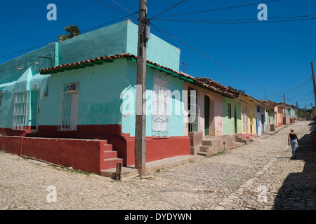 Eine Wohnstraße in Trinidad, Kuba. Stockfoto