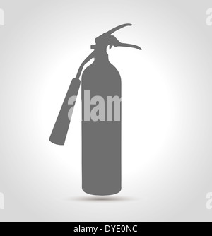 Isolierte Feuerlöscher Silhouette mit Schatten auf hellem Hintergrund. Stockfoto