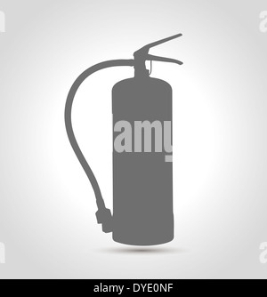 Isolierte Feuerlöscher Silhouette mit Schatten auf hellem Hintergrund. Stockfoto