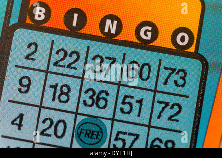 Detail der Bingo Lotterie Scratch Ticket. Stockfoto
