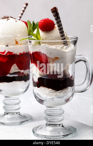 Schokolade und frischen Himbeer-parfait Stockfoto