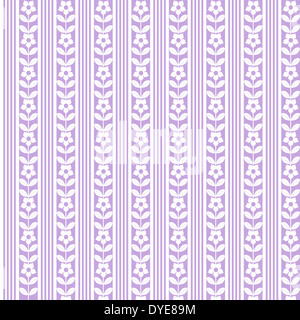 Blumenmuster mit vertikalen Streifen in violetten und weißen Tönen Stockfoto