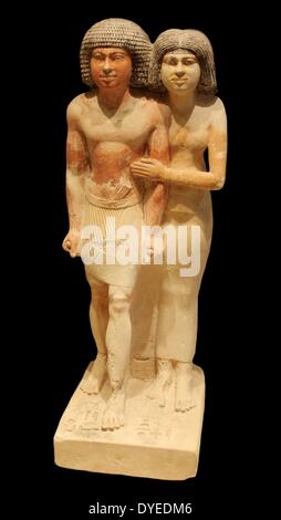 Stein Figur des Inspektors und seine Frau Raherka Meresankh 2530 v. Chr. Ägyptische Stockfoto