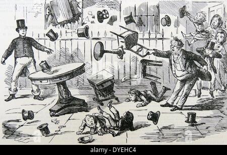 John Leech Cartoon von ''Punch'', London, 1853, des Spaßes an der Verrücktheit für seancen und Tabelle - drehen, wenn das Medium Daniel Douglas Home übte London. Stockfoto