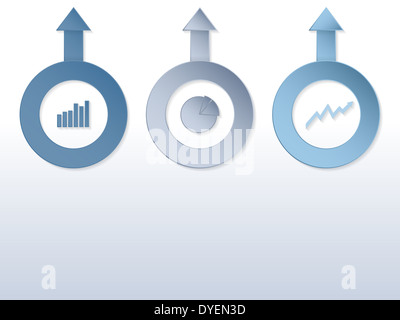 Infografik-Hintergrund-Design mit Pfeilen und Diagramme Stockfoto