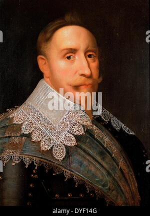 Gemälde von Gustav II Adolf, in Englisch bekannt von seinem Latinisierten Namen Gustavus Adolphus, oder als Gustavus Adolphus des Großen. Zwischen dem 9. Dezember 1594 bis 6. November 1632 wohnte, war der König von Schweden von 1611 bis 1632. Als der Gründer von Schweden als Großmacht gutgeschrieben, führte er Schweden zu militärischen Vorherrschaft während des Dreißigjährigen Krieges. Häufig als eine der größten militärischen Befehlshaber aller Zeiten betrachtet, half er, die politische und religiöse Gleichgewicht der Kräfte in Europa zu ermitteln. Öl auf Leinwand. Stockfoto