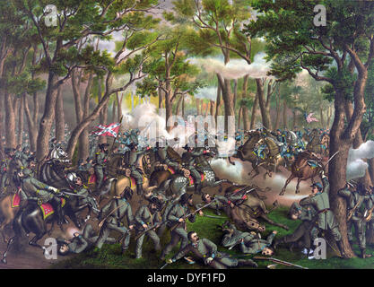 Amerikanischer Bürgerkrieg Schlacht in der Wüste. Verzweifelten Kampf auf dem Orange C.H. Plank Road, in der Nähe von Todd's Tavern, 6. Mai 1864, veröffentlicht 1887. Stockfoto