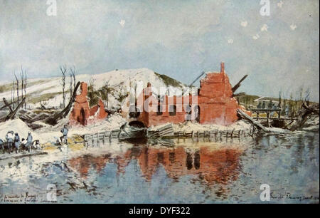 Le Sucrerie de dompierre. Ruinen der Stadt nach der Schlacht von dompierre, während der Somme Kampagne, Erster Weltkrieg, Juli 1916 Stockfoto