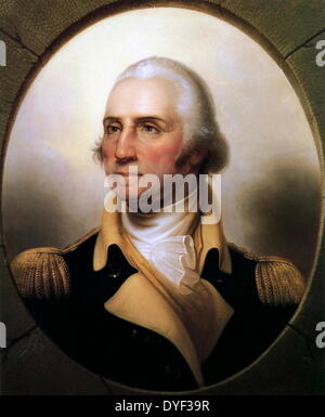 Porträt von Präsident George Washington 1790. Der erste Präsident der Vereinigten Staaten von Amerika und Oberbefehlshaber der Kontinentalarmee im Amerikanischen Unabhängigkeitskrieg. Im neoklassischen Stil gemalt. Rembrandt Peale Stockfoto