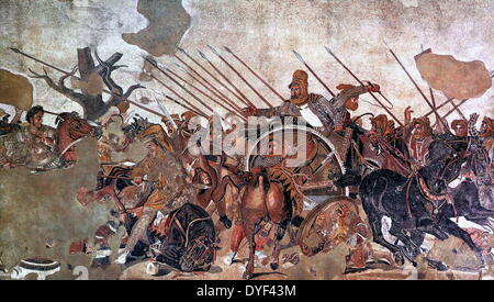 Teil der 'Alexander Mosaic", der zeigt, Alexander der Große erobert Darius III in Persien. Dating von ca. 100 v. Chr., und ursprünglich für das Haus des Faun in Pompeji. Stockfoto