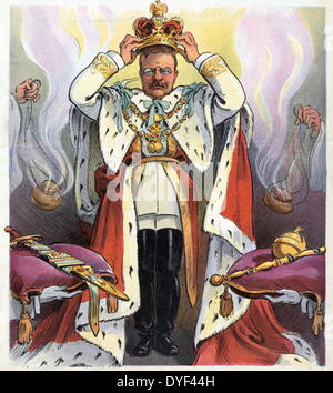 L'Etat, c'est moi - Der Staat bin Ich! 1904. Präsident Theodore Roosevelt krönt sich selbst zum Kaiser. Stockfoto