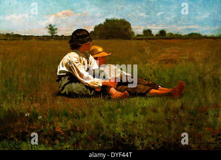 Jungen in einer Weide von Winslow Homer. Öl auf Leinwand, ca. Ende des 19., Anfang des 20. Jahrhunderts. Die amerikanische Künstlerin, die zwischen 1836-1910 lebte. Stockfoto