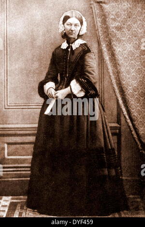 Ein Foto von einem jungen Florence Nightingale, der Begründer der modernen Krankenpflege, sowie ein gefeierter Englischer Sozialreformer und Statistiker. Sie war den Spitznamen "die Dame mit der Lampe' wegen ihrer Gewohnheit des Bildens der Krankenpflege Umläufe bei Nacht während des Krimkrieges. Von Mai 1820 bis August 1910 lebte. Stockfoto