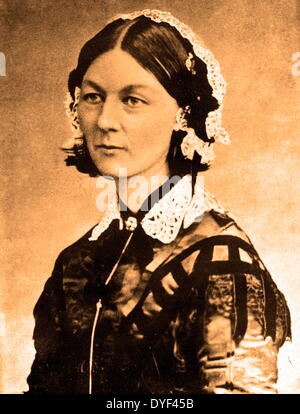 Ein Foto von einem jungen Florence Nightingale, der Begründer der modernen Krankenpflege, sowie ein gefeierter Englischer Sozialreformer und Statistiker. Sie war den Spitznamen "die Dame mit der Lampe' wegen ihrer Gewohnheit des Bildens der Krankenpflege Umläufe bei Nacht während des Krimkrieges. Von Mai 1820 bis August 1910 lebte. Stockfoto