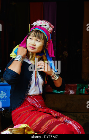 Thailand, Mae Hong Son, Langhals Mädchen, Giraffe Mädchen, Padaung Mädchen Stockfoto