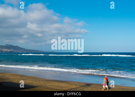 Playa de Las Canteras Strand, Las Palmas de Gran Canaria, Kanarische Inseln, Spanien, Europa Stockfoto