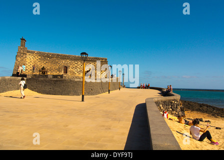 Castillo San Gabriel Burg, Gehäuse Museo de Historia de Arrecife, Stadtmuseum, Arrecife, Lanzarote, Kanarische Inseln, Spanien Stockfoto