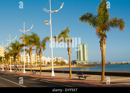 Blick über den Strand Playa del Reducto, Arrecife, Lanzarote, Kanarische Inseln, Spanien, Europa Stockfoto