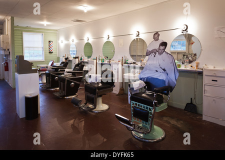 USA, Arkansas, Barling, Fort Chaffee Barbershop Museum, Website von Elvis Presleys erste US Armee-Haarschnitt 1953 Stockfoto