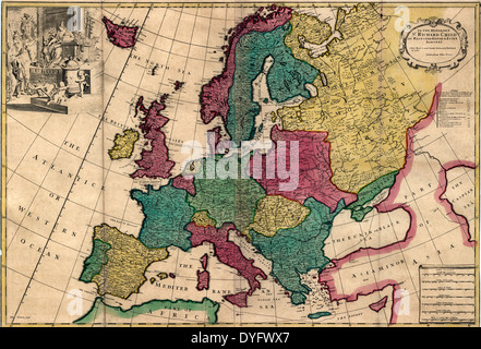 Karte von Europa 1740 Stockfoto