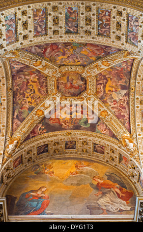 BOLOGNA, Italien - 15. März 2014: Deckenteil der Presbyter der Dom oder die St. Peters Kirche im Barockstil. Stockfoto