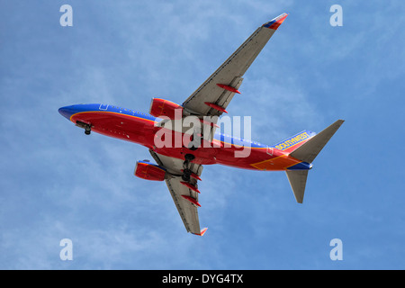 Eine Boeing B737 von Southwest Airlines im Endanflug Stockfoto