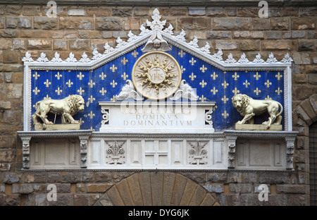 Monogramm Christi im Palazzo Vecchio von Florenz, Italien Stockfoto