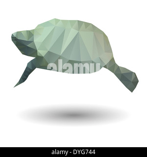 Abstrakte Darstellung der Meeresschildkröte im Origami-Stil auf weißem Hintergrund